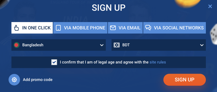 Mostbet BD registration form
